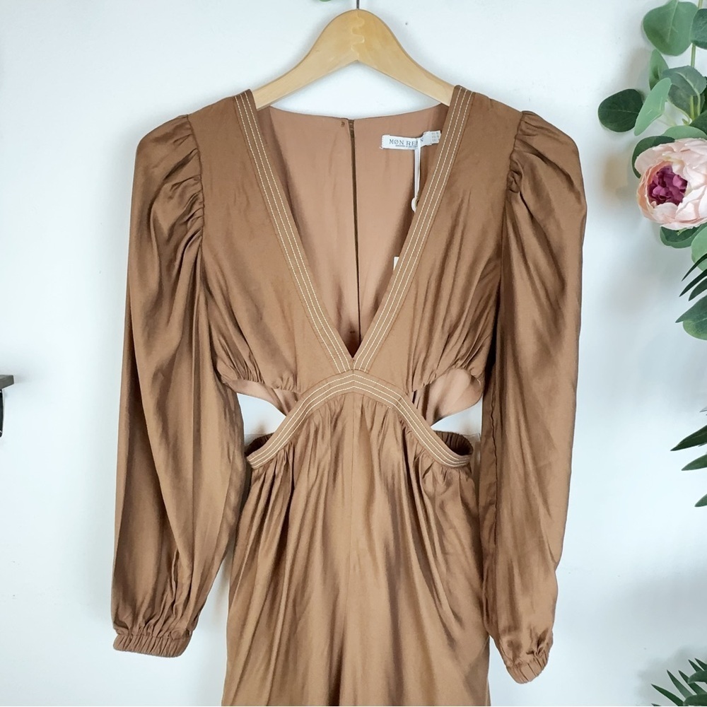 NWT Mon Renn Revive Midi Dress in Chocolate Brown Size Small - Picture 4 of 8